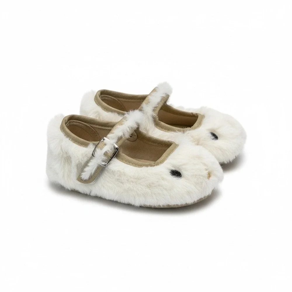 Boston Mia Doe Slippers kids  White Bunny Mary Jane  Shoes Toddler Size 4C‎ $147